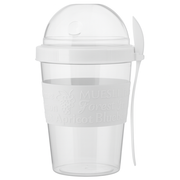 Portable Cereal & Yogurt Tumbler – Travel-Friendly Breakfast Cup with Dome Lid & Spoon (Green, Red, Yellow, White) - Habitt