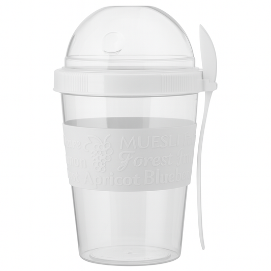 Portable Cereal & Yogurt Tumbler – Travel-Friendly Breakfast Cup with Dome Lid & Spoon (Green, Red, Yellow, White) - Habitt