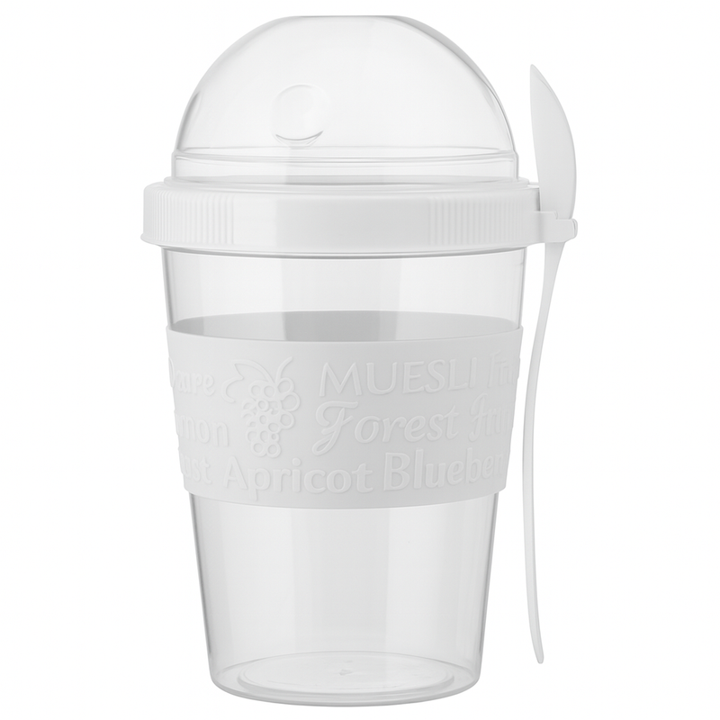 Portable Cereal & Yogurt Tumbler – Travel-Friendly Breakfast Cup with Dome Lid & Spoon (Green, Red, Yellow, White) - Habitt