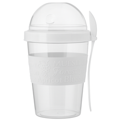 Portable Cereal & Yogurt Tumbler – Travel-Friendly Breakfast Cup with Dome Lid & Spoon (Green, Red, Yellow, White)