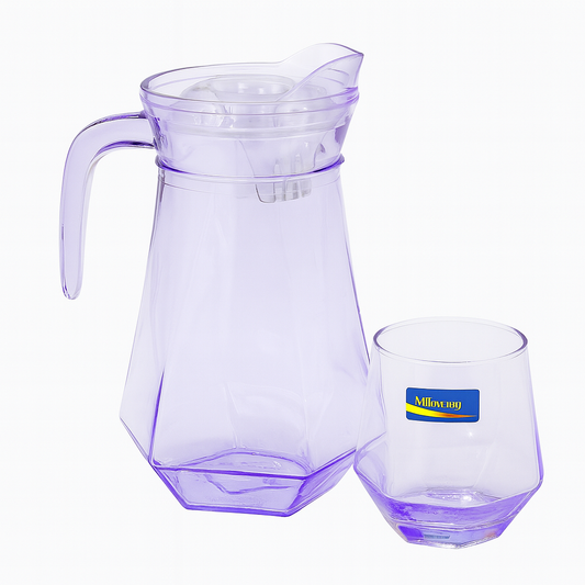 Purple-Tinted 7-Piece Water Set – 1.4 L Jug with 340 ml Glasses (Premium Coloured Glassware)