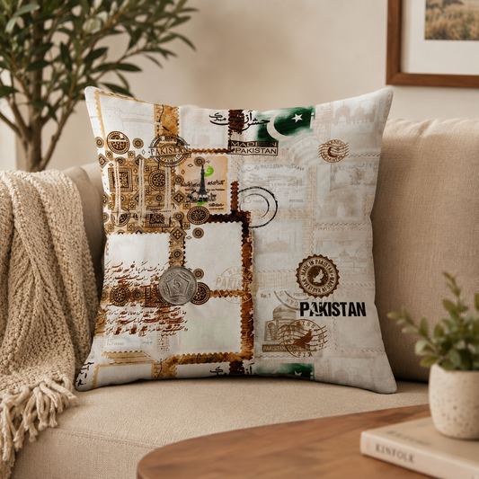 Ivory Stamp Cushion Cover Sublimation 18 x 18 PK