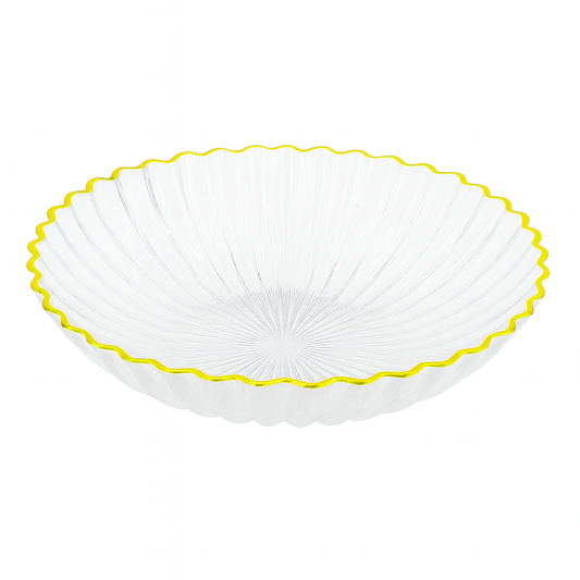 Acrylic Fruit Bowl with Golden Edge – Elegant Serving Bowl (Small, Large)