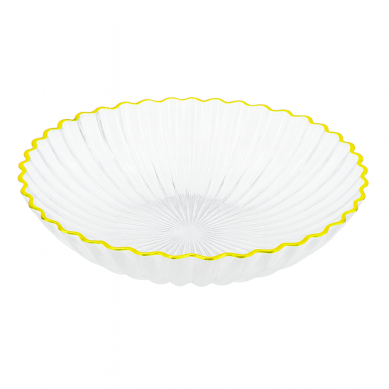Acrylic Fruit Bowl with Golden Edge – Elegant Serving Bowl (Small, Large) - Habitt