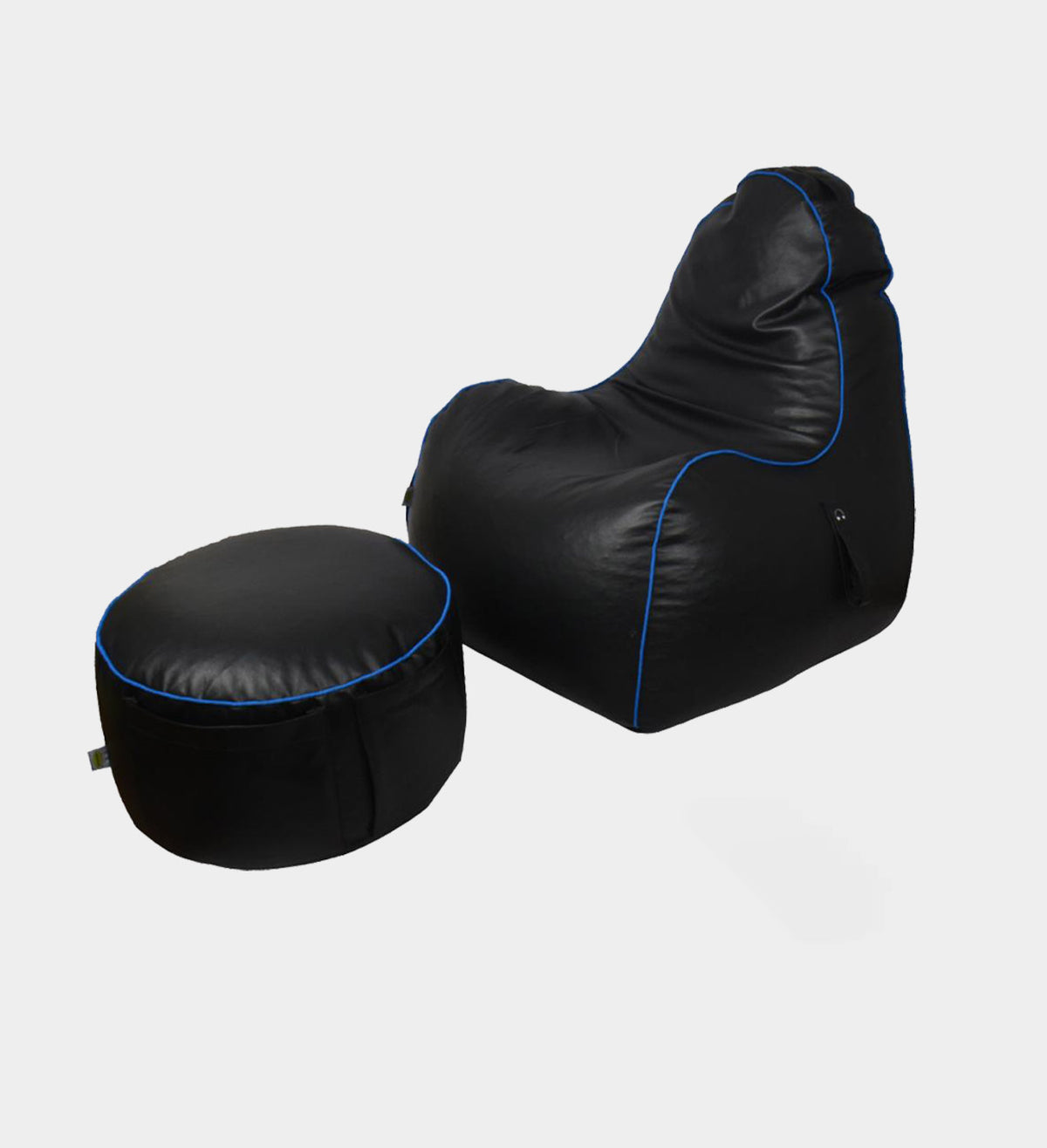 Gamer indoor leather bean bag with stool