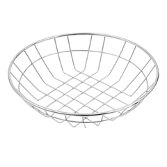 Round Flat Fries Strainer – Black & silver Stainless Steel Mesh Basket