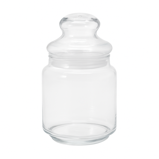 Clear Pressed-Glass Storage Jar with Lid – 400 ml Airtight Kitchen Container