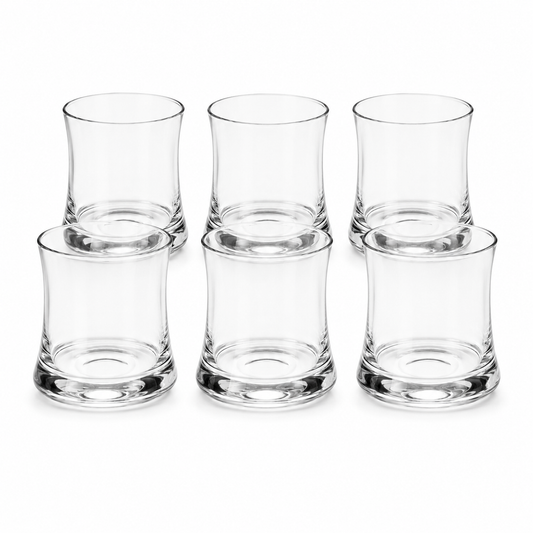 6 Pcs Clear Drinking Glass Set – Elegant Curved Water & Juice Glasses
