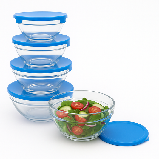 Deli Glassware 5-Piece Glass Bowl Set with Lids (8081-5) – Airtight Multipurpose Storage Bowls