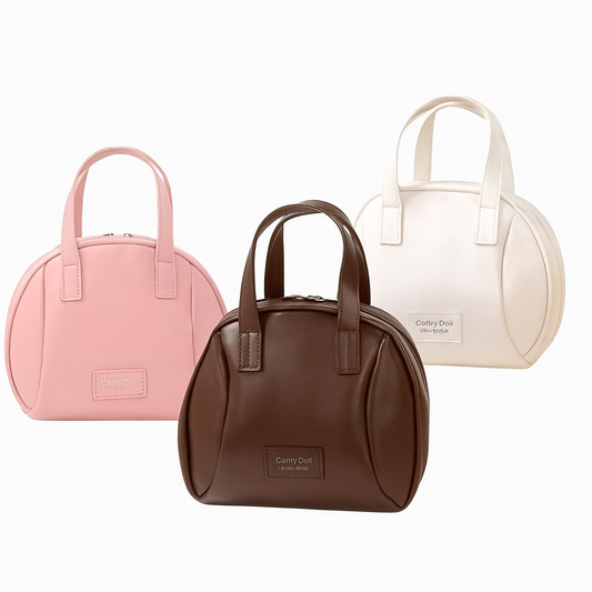 1Pc Round Leather Pouch (Assorted) | Elegant Mini Handbag for Makeup, Travel & Daily Essentials