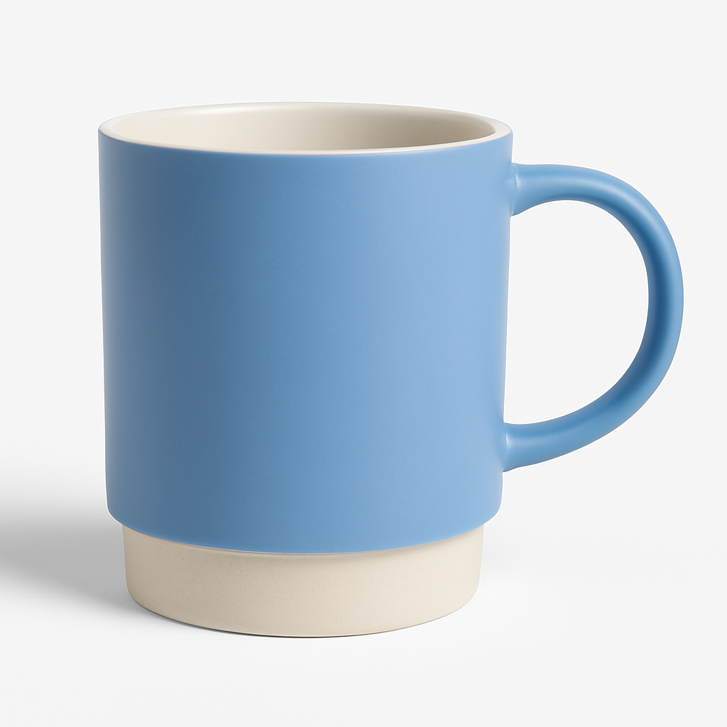 Matte Blue Ceramic Mug with Natural Base – Modern Coffee & Tea Cup