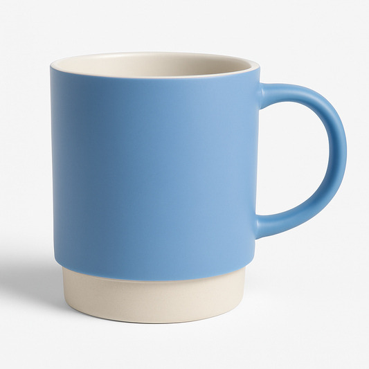 Matte Blue Ceramic Mug with Natural Base – Modern Coffee & Tea Cup