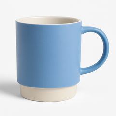 Matte Blue Ceramic Mug with Natural Base – Modern Coffee & Tea Cup