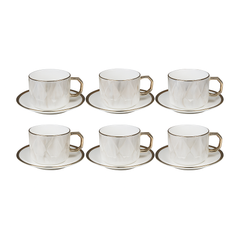 Cloud Style Cup & Saucer Set – 6 Pcs with Black Gift Box