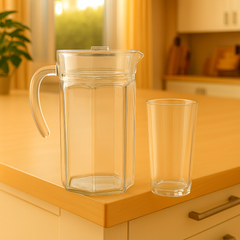 Premium Deli Glassware Water Set – 7 Piece Set (1.25 L Jug + 320 mL Glasses)