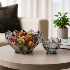 Smoky-Tinted Crystal-Cut 7-Piece Fruit Bowl Set – 200/105 mm Bowls