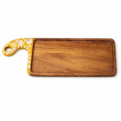 Leaf Harmony Platter – 13 Inch | Handcrafted Wooden Serving Platter with Painted Handle