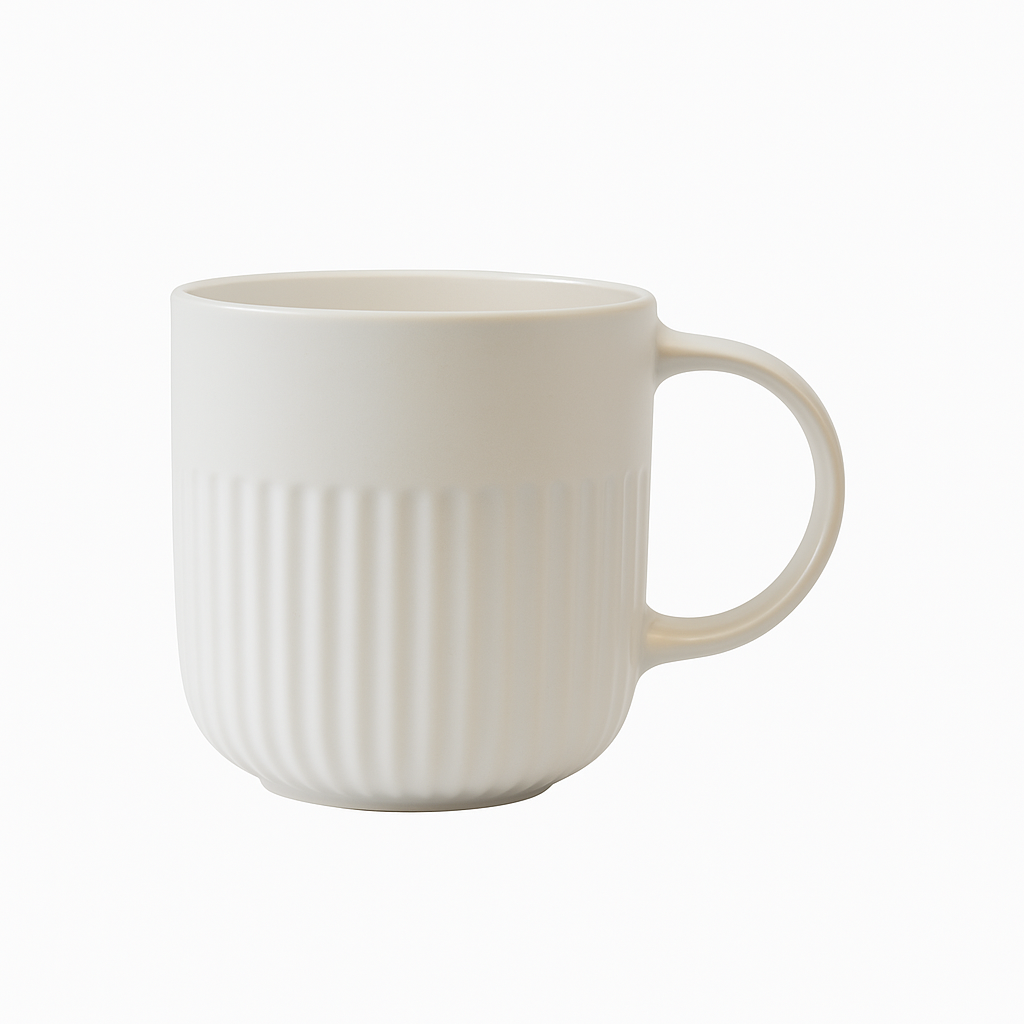 Matte Ribbed Ceramic Coffee Mug – Cream White