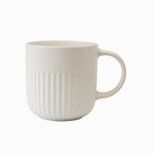 Matte Ribbed Ceramic Coffee Mug – Cream White