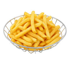 Round Flat Fries Strainer – Black & silver Stainless Steel Mesh Basket