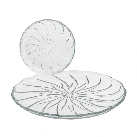 7-Piece Clear Glass Cake Serving Set – Premium 305/183 mm Dessert Plates