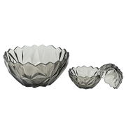 Smoky-Tinted Crystal-Cut 7-Piece Fruit & Serving Bowl Set – Premium Coloured Pressed Glass - Habitt
