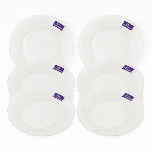 Clear Swirl-Pattern Pressed-Glass Dessert Plate Set – 6 Pieces, 194 mm Diameter