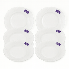 Clear Swirl-Pattern Pressed-Glass Dessert Plate Set – 6 Pieces, 194 mm Diameter