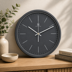 Heritage Pastel Grey Silent Sweep Wall Clock – Modern Minimalist Plastic Frame, Quiet Non-Ticking Home & Office Clock