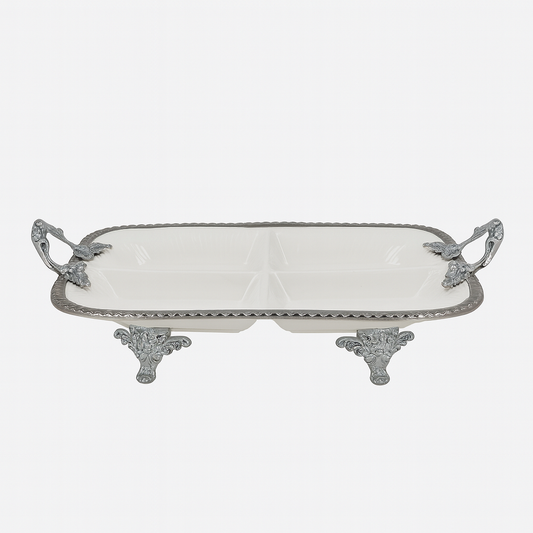 Luxury 4-Section Serving Dish (Small) – 34 × 24 cm | Elegant Tableware