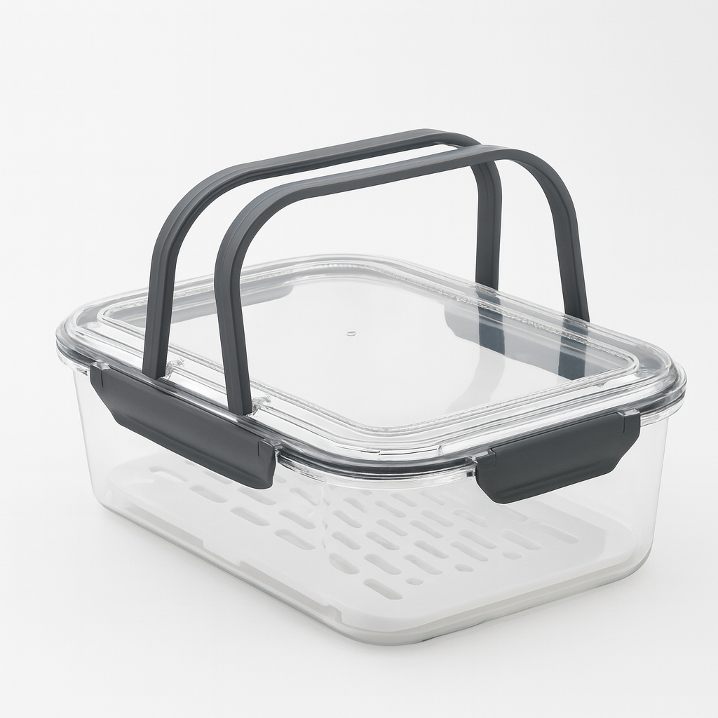 Grey Healthy Kitchen Storage & Preservation Box – Carry-Handle Food Container (Medium, Large)