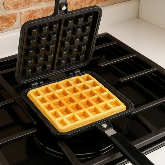 Non-Stick Waffle Maker Pan – Double-Sided Stove-Top Waffle Iron with Heat-Resistant Handle | Easy Homemade Breakfast Waffle Maker