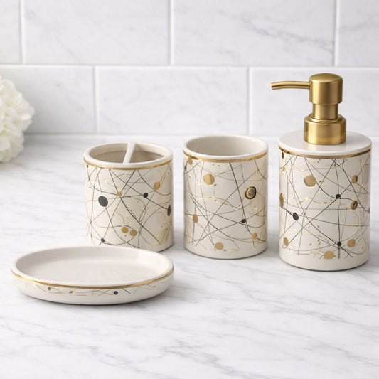 4-Piece Ceramic Bathroom 8-2 Set Black / White