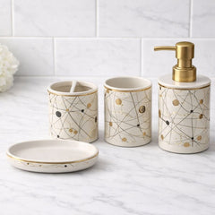 4-Piece Ceramic Bathroom 8-2 Set Black / White