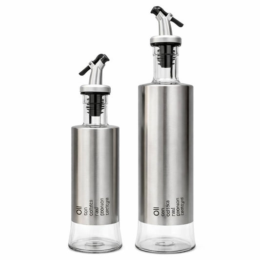 Stainless Steel Oil Dispenser Bottle – Small & Large Size Leak-Proof Pourer - Habitt