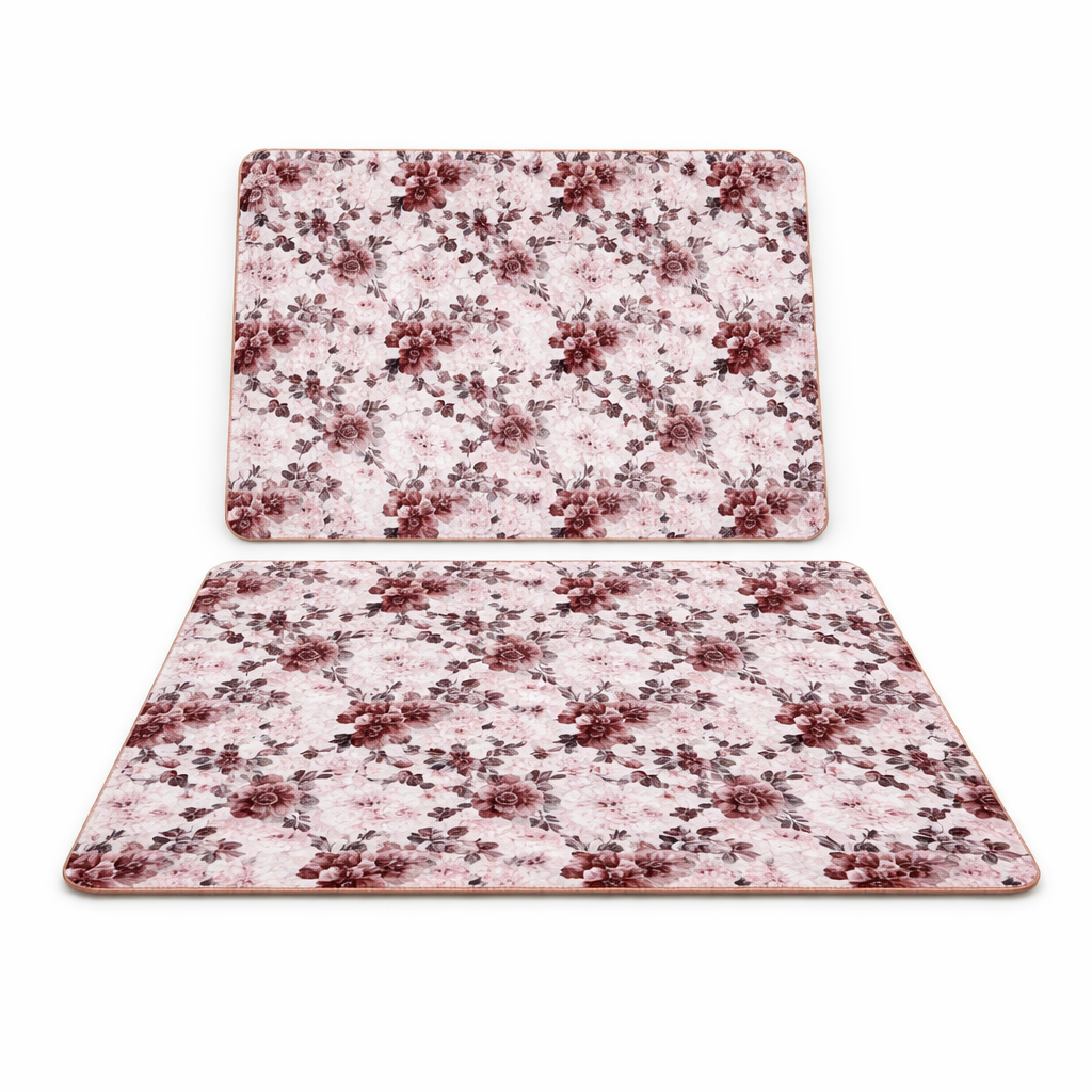 Elegant Floral Table Mat – Soft Pink Rose Design Rectangular Placemat