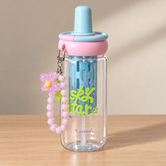 Blue 900ml Lucky Star Water Bottle with Straw & Charm