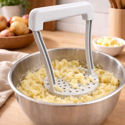 Potato Masher Plastic – Ergonomic Handheld Press for Potatoes, Vegetables & Baby Food