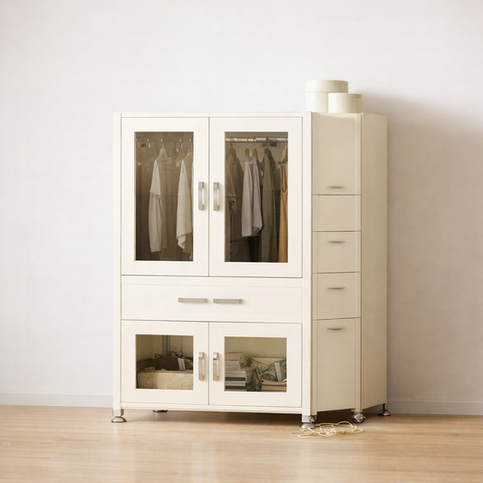 Portable Wardrobe Closet with Wheels – Rolling Storage Cabinet with Hanging Space - Habitt