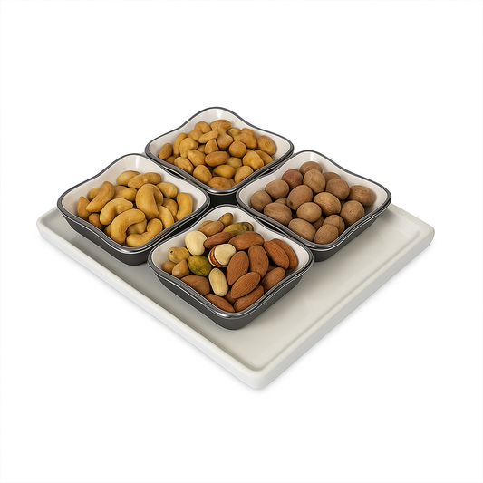Portion Plate – White Ceramic Snack Serving Set