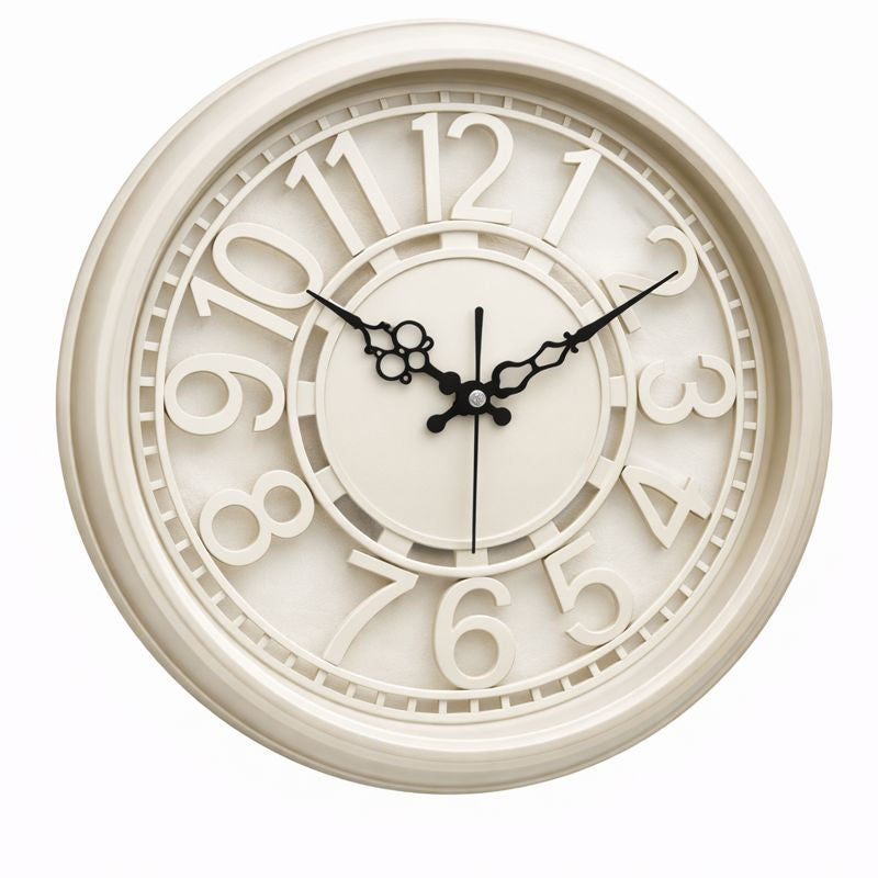 Heritage Cambridge Classic Wall Clock 15 x 15 Inch – Elegant Vintage Cream Dial with Raised Numerals (Plastic) - Habitt