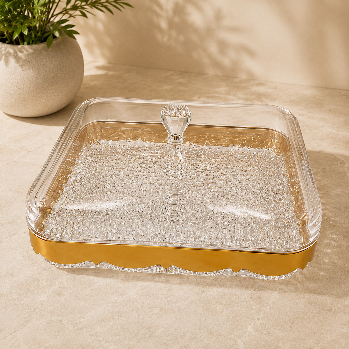 Elegant Square Dry Fruit Serving Dish with Lid – Small & Large