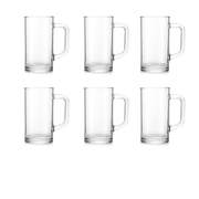 Premium Clear Glass Juice Mug 480 ml with Handle – Set of 6 | Durable Drinkware for Home, Café & Restaurant - Habitt