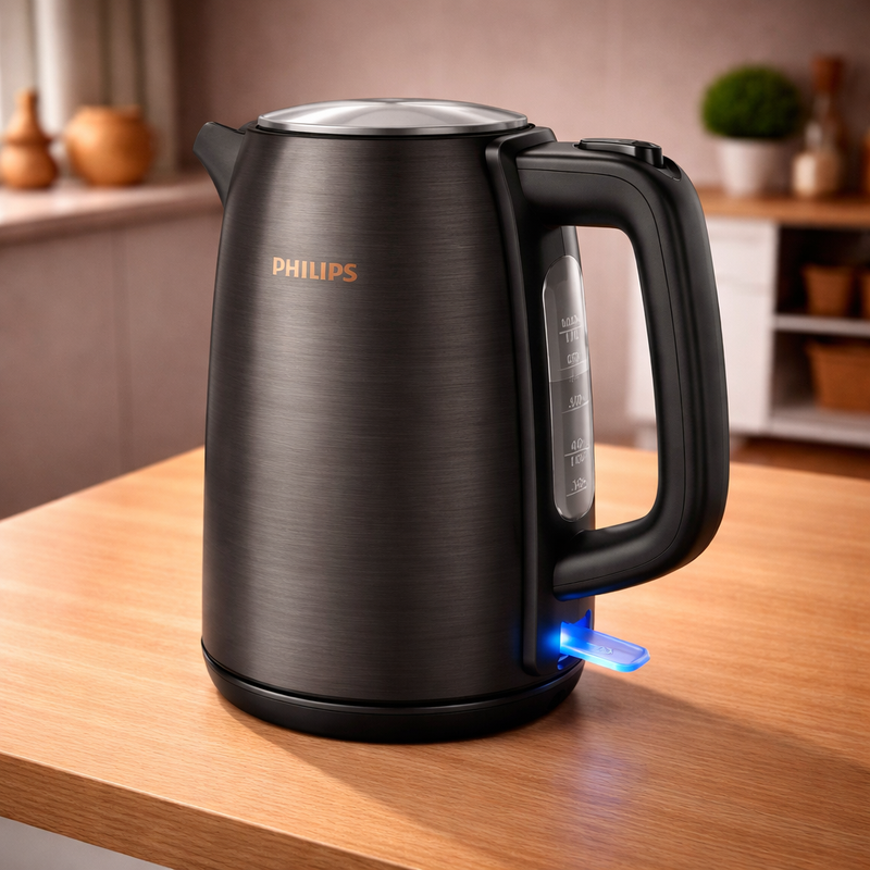 Philips 5000 Series Stainless Steel Kettle – HD9352/31 (Black & Copper) | 3000W Fast-Boil Premium Electric Kettle - Habitt