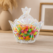 Iridescent Multi-Colour Crystal-Style Candy Jar with Lid – Decorative Glass Sweet Holder - Habitt