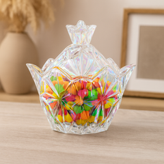 Iridescent Multi-Colour Crystal-Style Candy Jar with Lid – Decorative Glass Sweet Holder