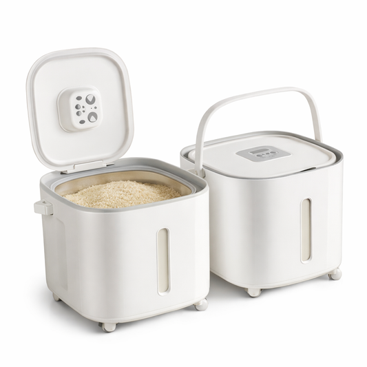 1 Pc Airtight Rice Storage Bucket with Wheels & Handle – Large Capacity Grain Container with Moisture-Proof Lid - Habitt