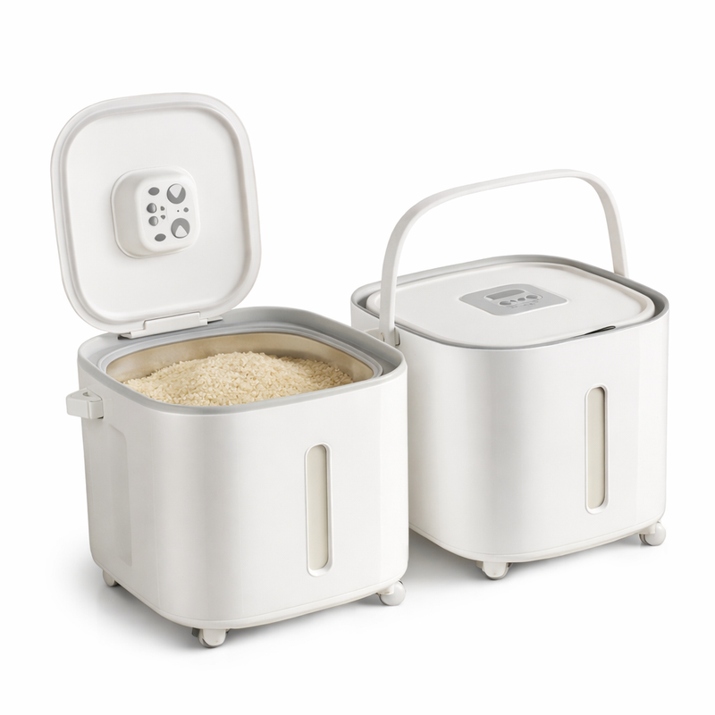 1 Pc Airtight Rice Storage Bucket with Wheels & Handle – Large Capacity Grain Container with Moisture-Proof Lid - Habitt
