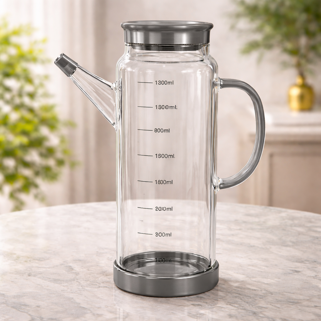 800ml Glass Oil Bottle with Measurement Line & Pour Spout - Habitt