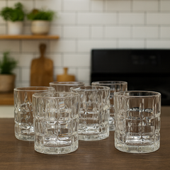 Premium Cut-Design Tumbler Glass Set 340 ml – Heavy-Duty Drinkware (6 Pcs)